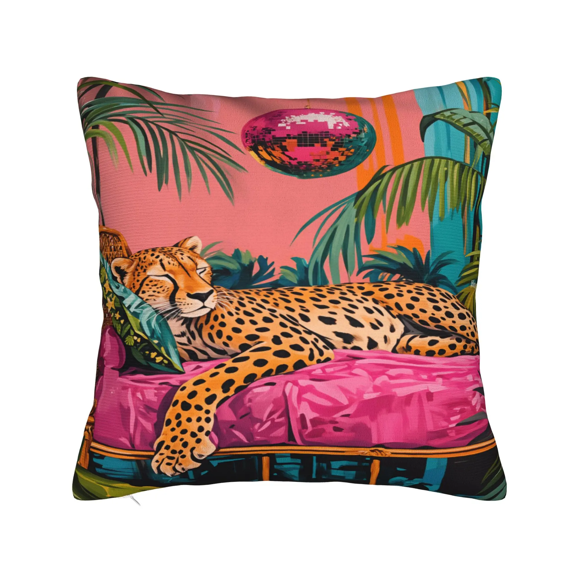 Leopard & Tropical Floral Pillow Case  Morden Pillow Cover Soft Pillowcases For Living Room Chair