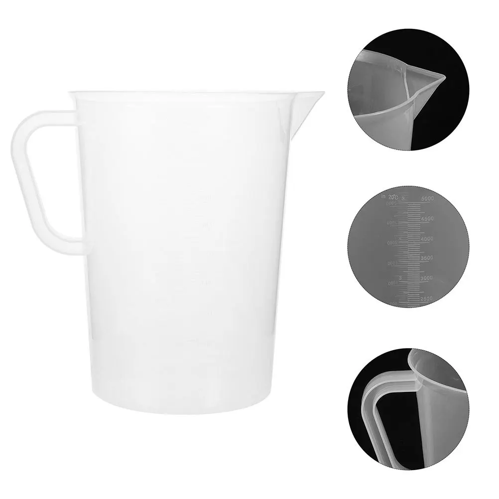 

Plastic Graduated Measuring Jug 2 Pack 5000ml Double Sided Scale Liquid Measurement Cup for Cooking Camping Brewing Needs