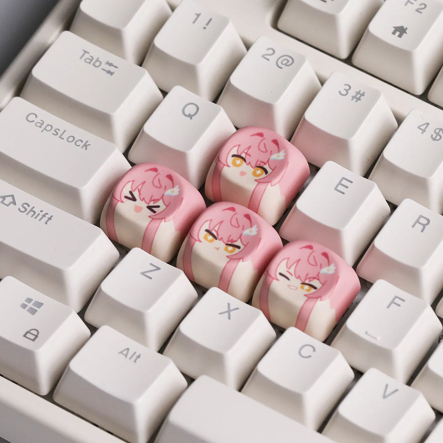 MAIMOOO Wuthering Waves Aemeath Keycaps MOA 4Keys Q Version Cute Anime Game Denia Personalized Keycap for Mechanical Keyboard