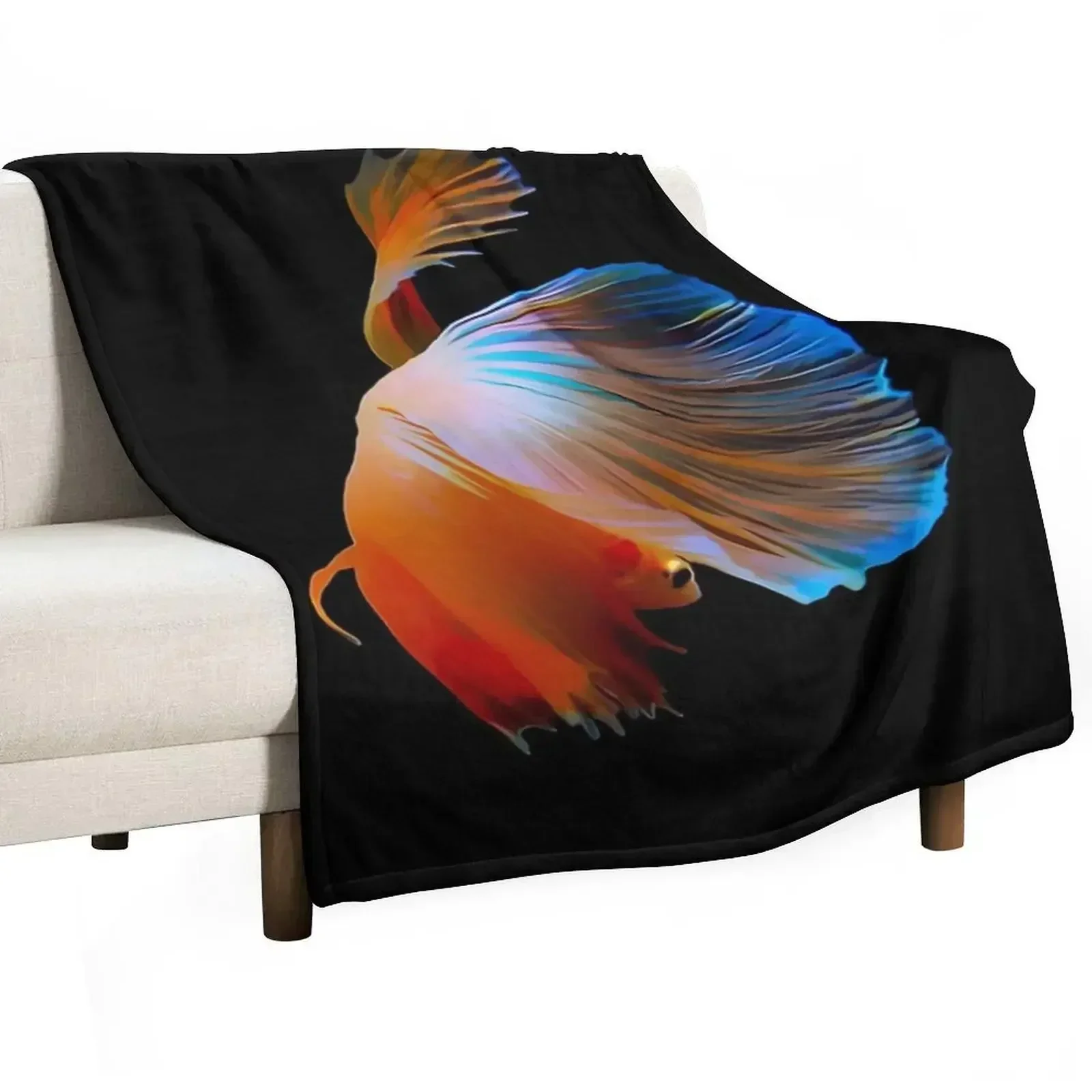 Betta Fish Throw Blanket Cute Plaid funny gift Nap Summer Blankets