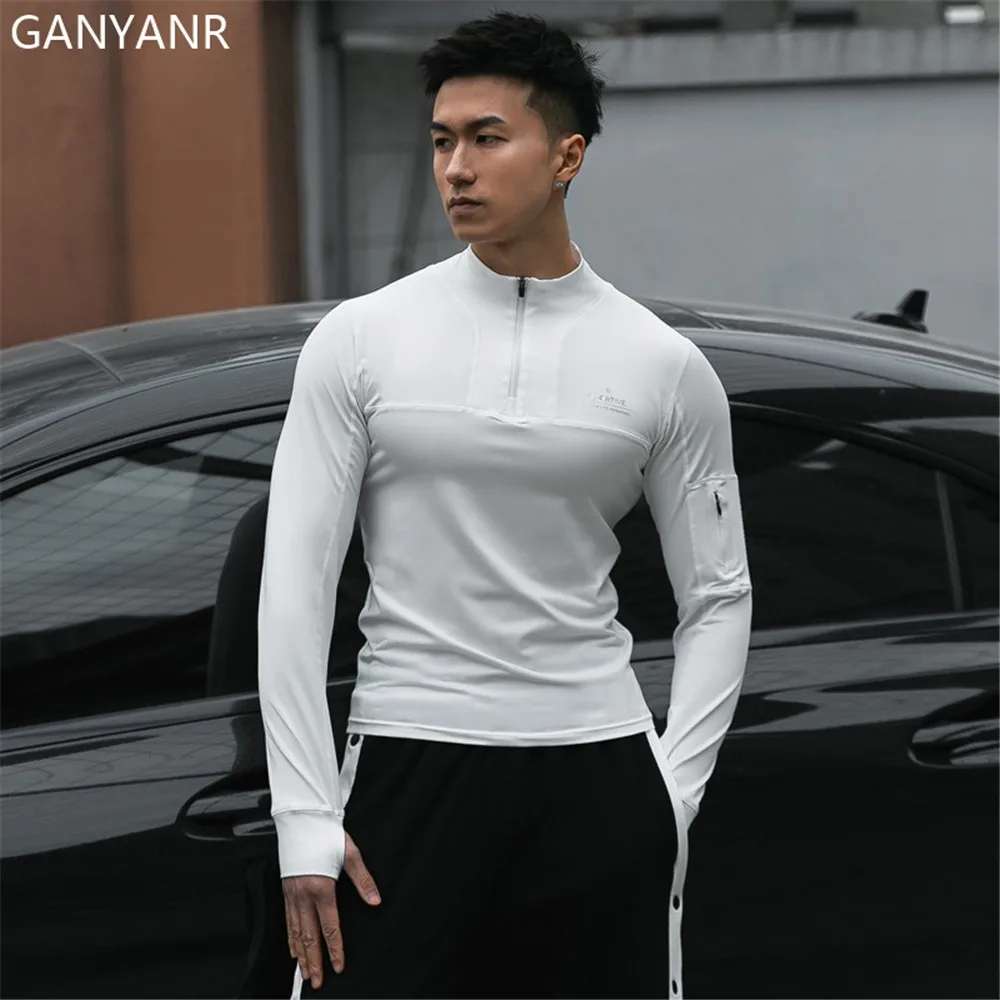 

GANYANR Running T Shirt Men Gym Compression Sport Fitness Sportswear Crossfit Football Jerseys Workout Training Dry Fit Exercise