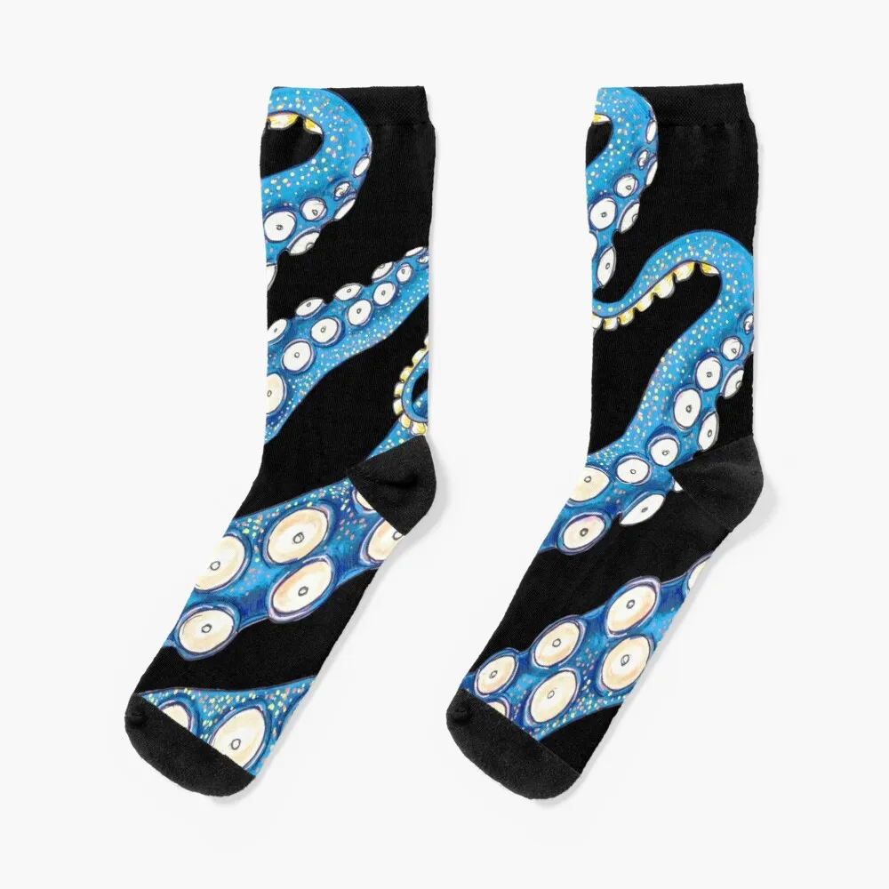 

Blue Kraken Octopus Tentacles Ink Art Socks