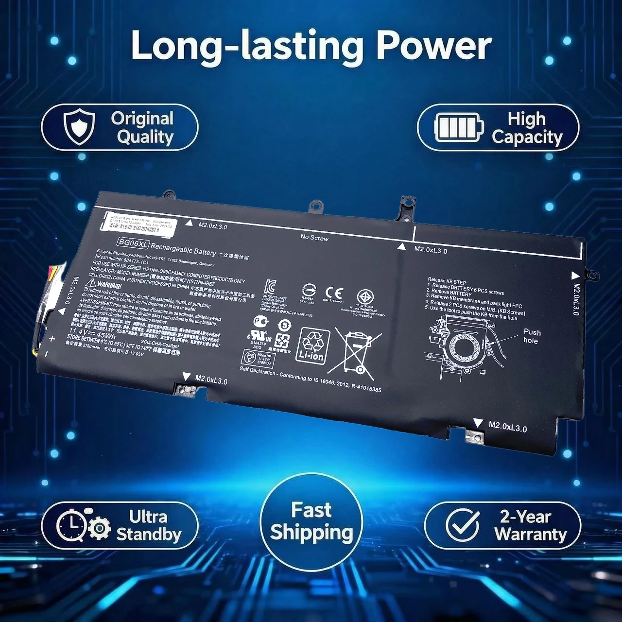 New Original BG06XL Laptop Battery For HP EliteBook 1040 G3 (P4P90PT) HSTNN-Q99C IB6Z 804175-1B1 1C1 181 805096-001 805096-005
