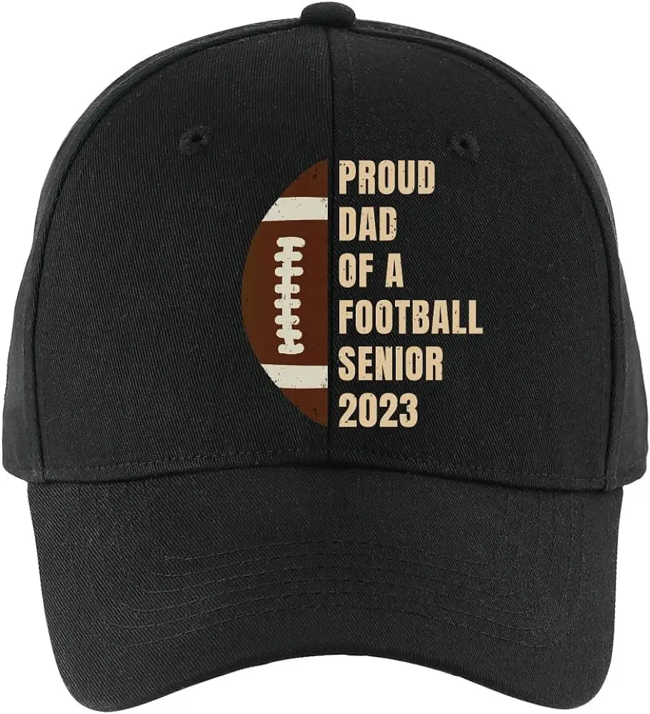 Proud Dad of A Football Senior 2023 Funny Baseball Cap, Vintage Adjustable Cotton Cap, 2023 Graduation, Rugby Gift Gift for Dad