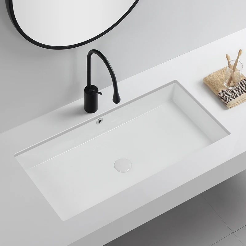 

Light luxury 81CM oversized flat bottom undercounter basin rectangular embedded washbasin bathroom washbasin balcony basin