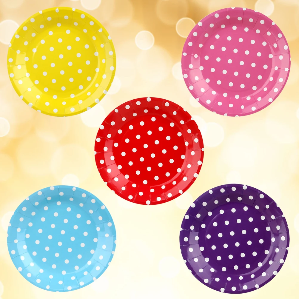 

20pcs 7 Inch Disposable Paper Plates Dot Party Decorations Birthday Wedding Holiday Kids Party Supplies Red Color Sturdy