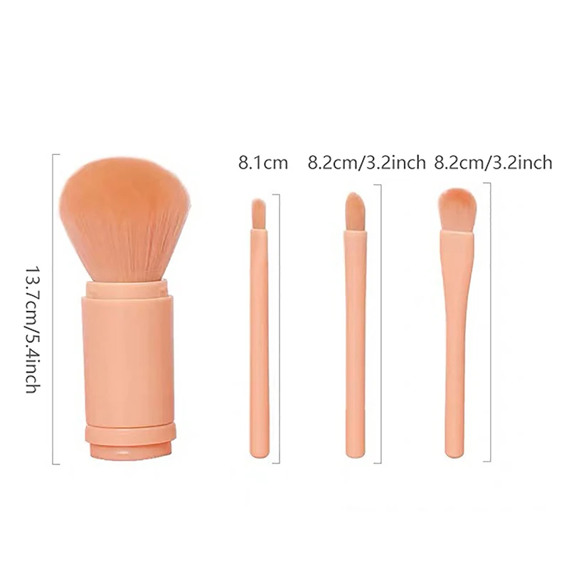 Brocha de maquillaje telescópica 4 en 1, juego de brochas de maquillaje de viaje portátiles, sombra de ojos, polvo suelto, Mini brocha de maquillaje, herramientas de belleza