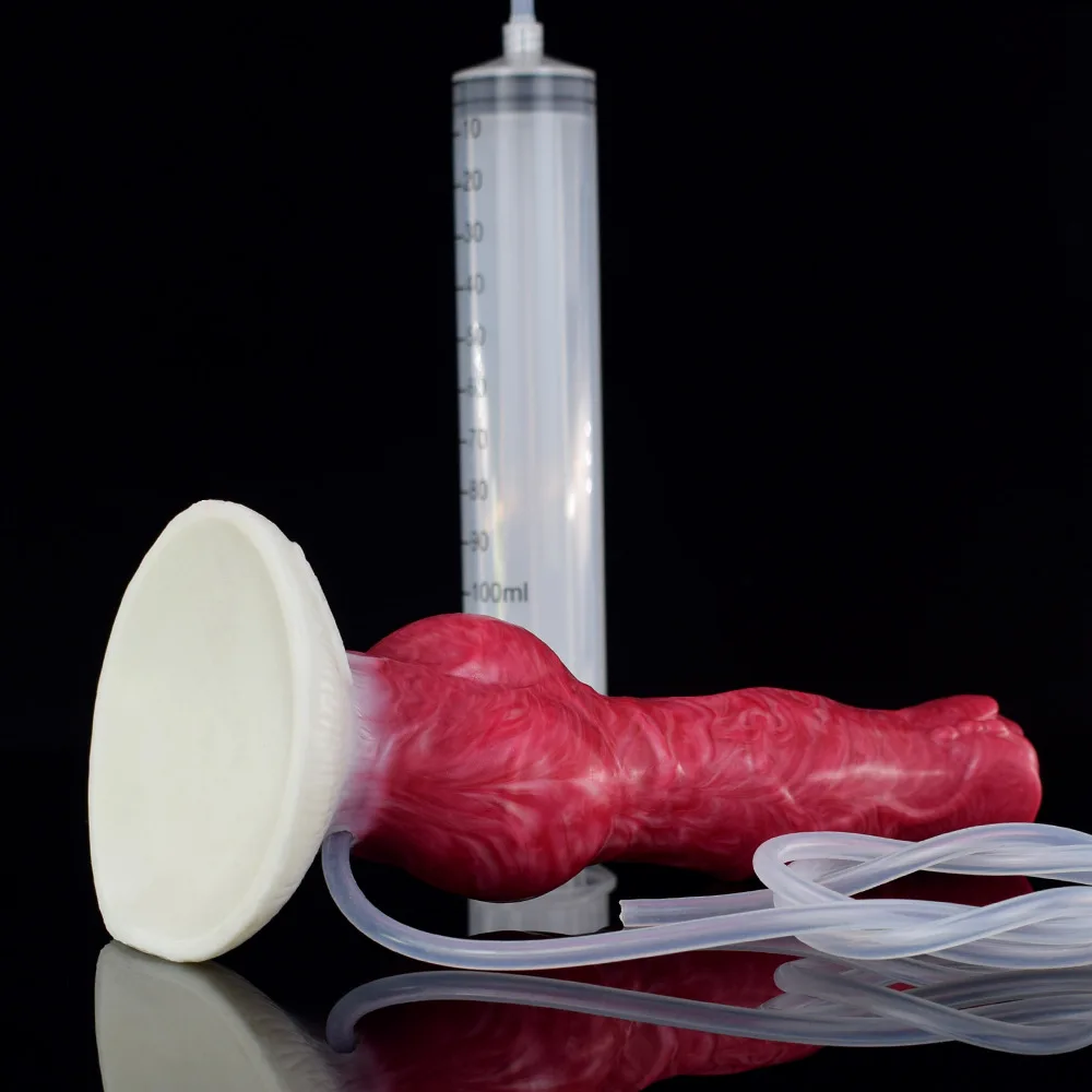 Anal plug Squeeze and spray water to simulate ejaculation penis Dog Penis Dildo with Suction Cup