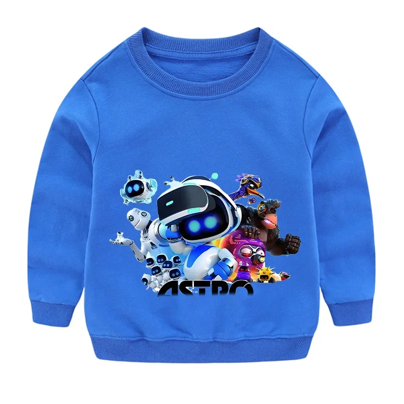 Astro Bot Sweatshirts Cute Game Anime Figure Pullover Baby Long Sleeved Casual Tops Boys Girls Round Neck Tracksuit Kids Clothes