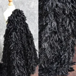 Black imitation Turkey feather fringe fabric Party decoration Creative designer fabric carpet curtain handmade diy material