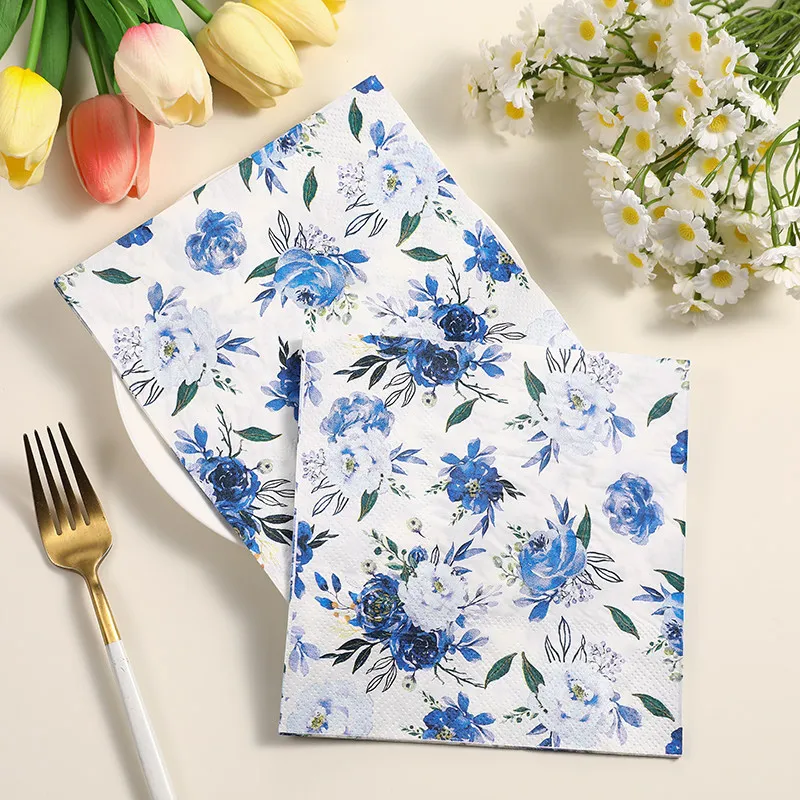 20/60Pcs Disposable Napkins, Floral Paper Napkins, Party Handkerchief Tissue Paper Towel Table DIY Decor