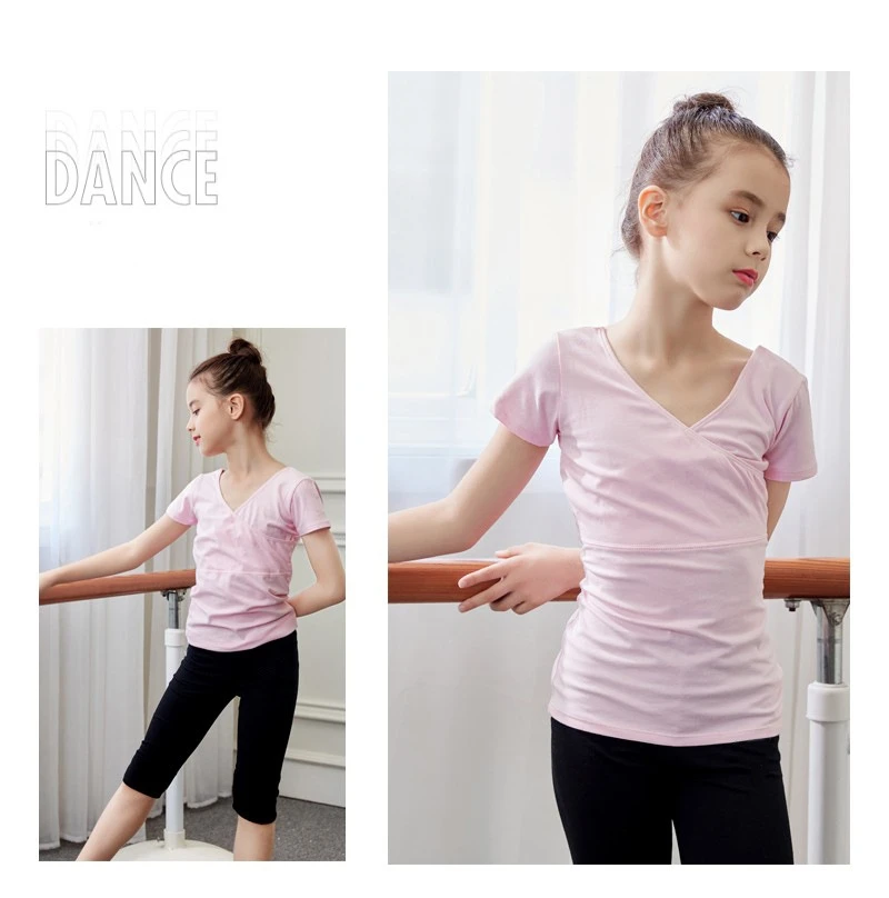 D11 Dance dress girls summer short-sleeved girls training dress girls summer pink suit