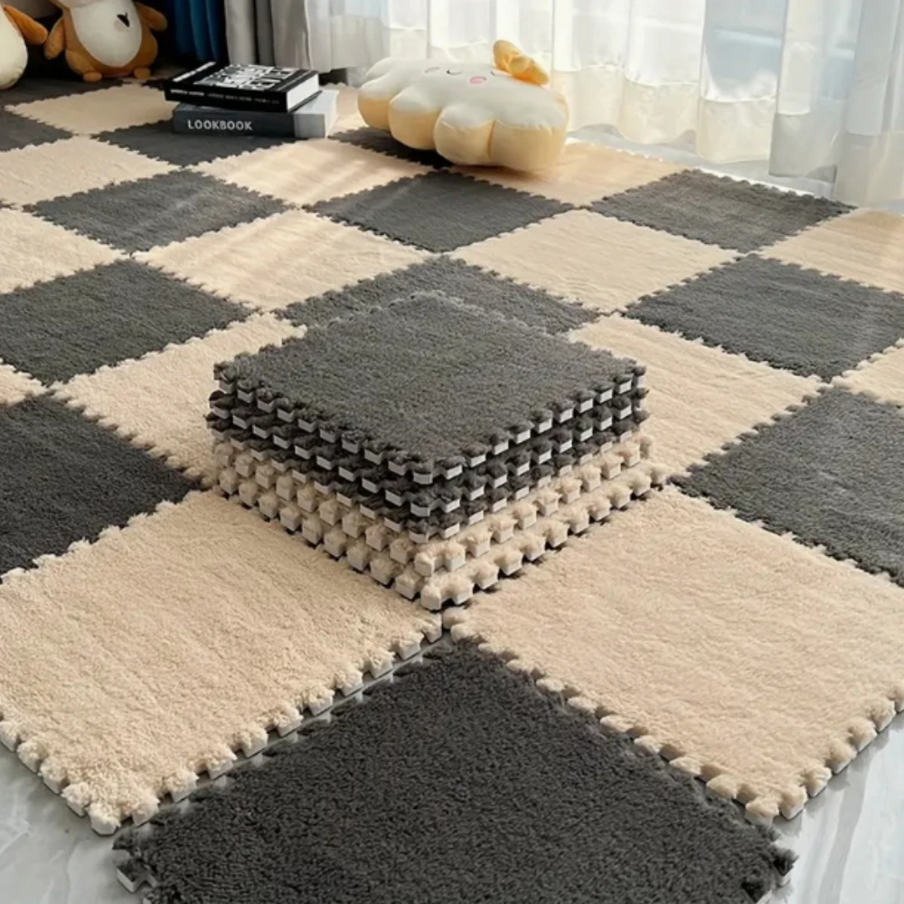 20 Potong Matras Bayi Lembut Berbahan Plush, Matras Puzzle Anak, Matras Bermain Busa EVA Anti Selip, Cocok untuk Kamar Tidur dan Balkon