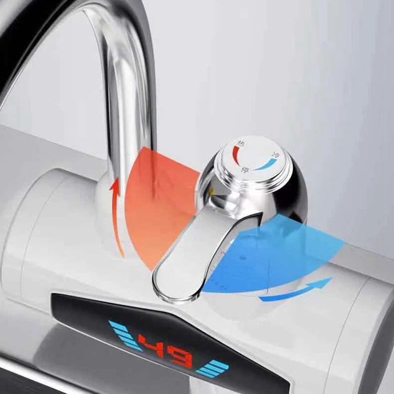 Il più nuovo scaldabagno rubinetto istantaneo senza serbatoio rubinetto gru ad acqua calda LED spina digitale ue
