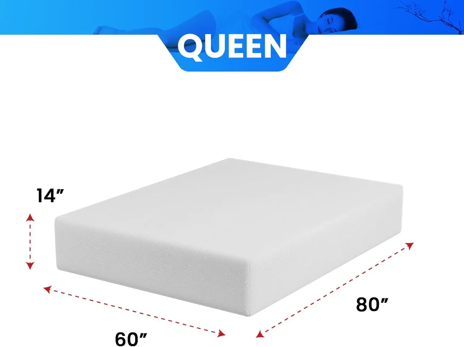 14 Inch Gel Memory Foam Mattress/Medium-Firm Mattress/Fiberglass Free/-US Certified/Bed-in-a-Box/Cool Sleep