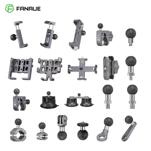 Imagen 1 del producto FANAUE-Adaptador de cabeza de bola de 20mm, soporte de teléfono para motocicleta, manillar para cámara de acción DJI GoPro Insta360, accesorios de soporte GPS