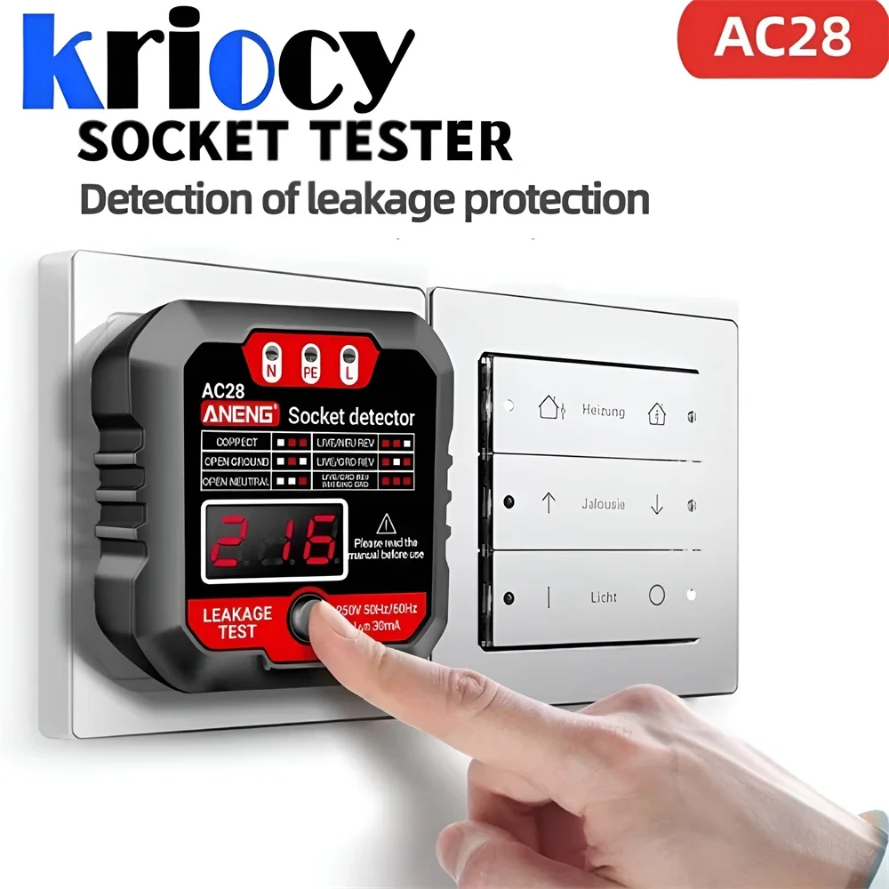 ANENG AC28 Digital Display Socket Tester UK US EU Plug Polarity Phase Pheck Detector Voltage Test Multi-function Electroscope