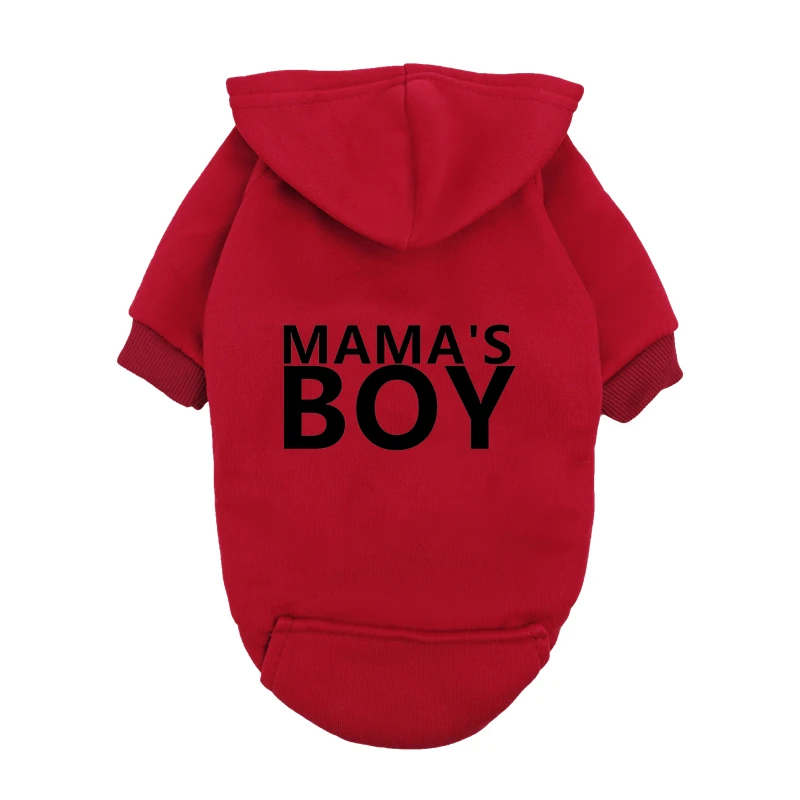 Sudadera con capucha de forro polar para perros pequeños mama's boy_voghion.com