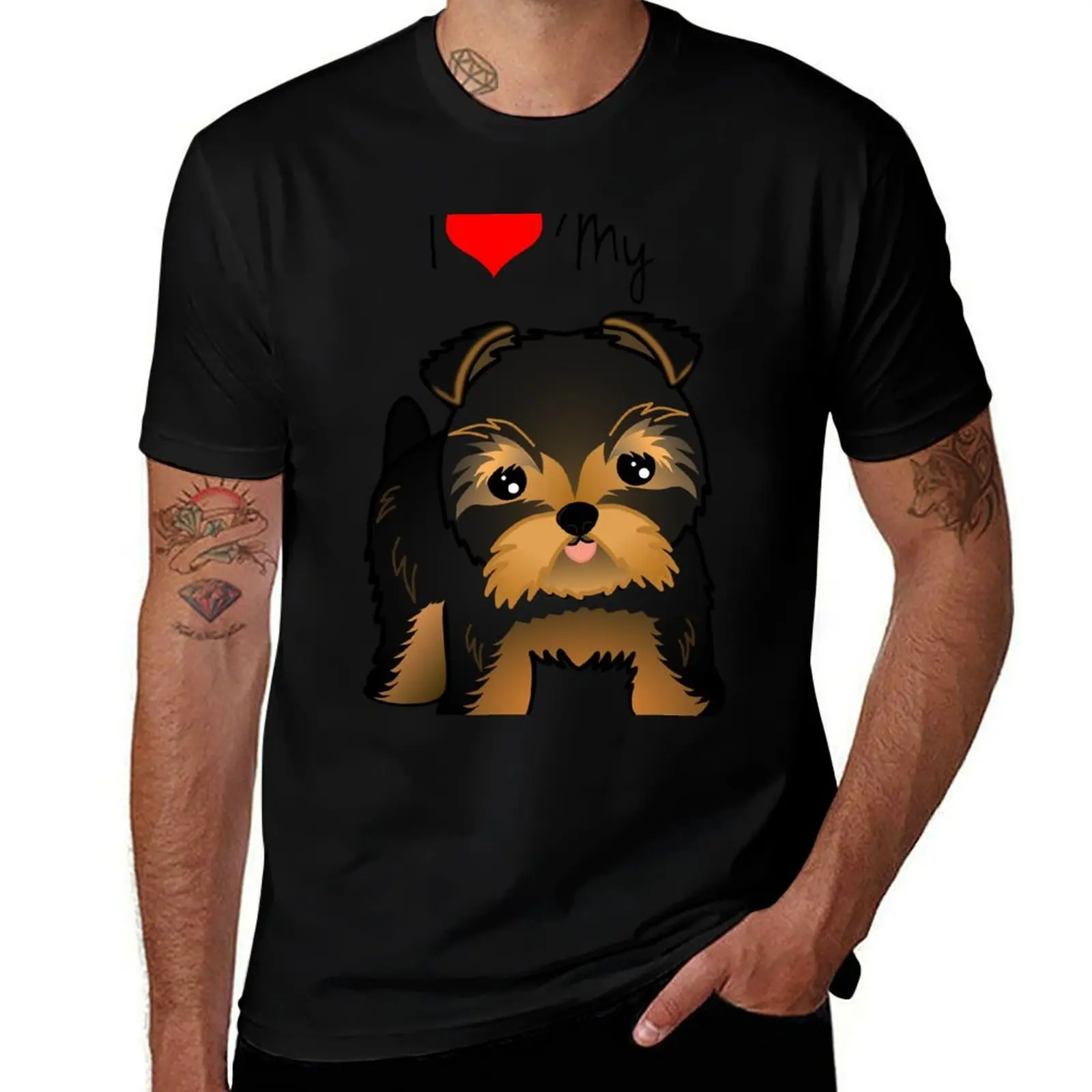 

Cute Yorshire Terrier Puppy Dog T-Shirt man tshirt man t shirts cotton T-Shirt