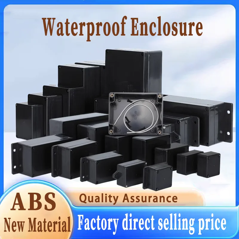 ABS Waterproof Box Electronic Safe Case Plastic Boxes Black Wire Junction Box Plastic Organizer IP67 Waterproof Enclosure