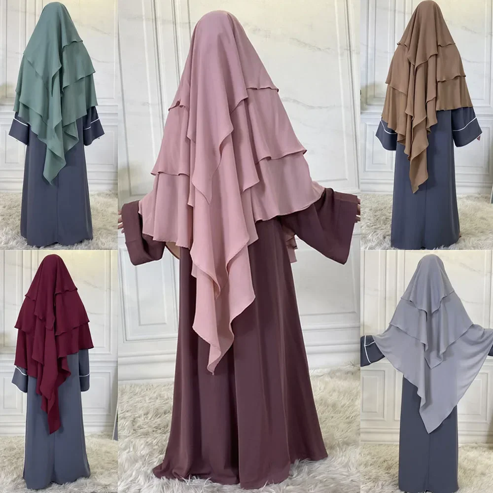 

Muslim Women Prayer Garment Overhead Khimar Ruffles Niqab Nikab Islamic Clothing Arabic Robe Eid Ramadan Scarf Hijab Amira Burqa