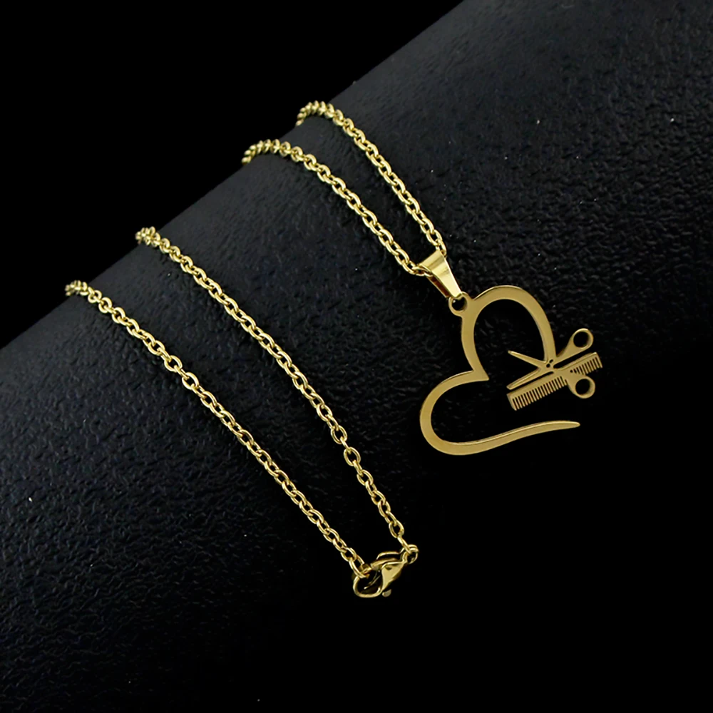 Fashion Hair Stylist Essential Hair Dryer Scissors Comb Decorative Pendant Keychain Hairdressers Necklace Punk Trendy Gifts
