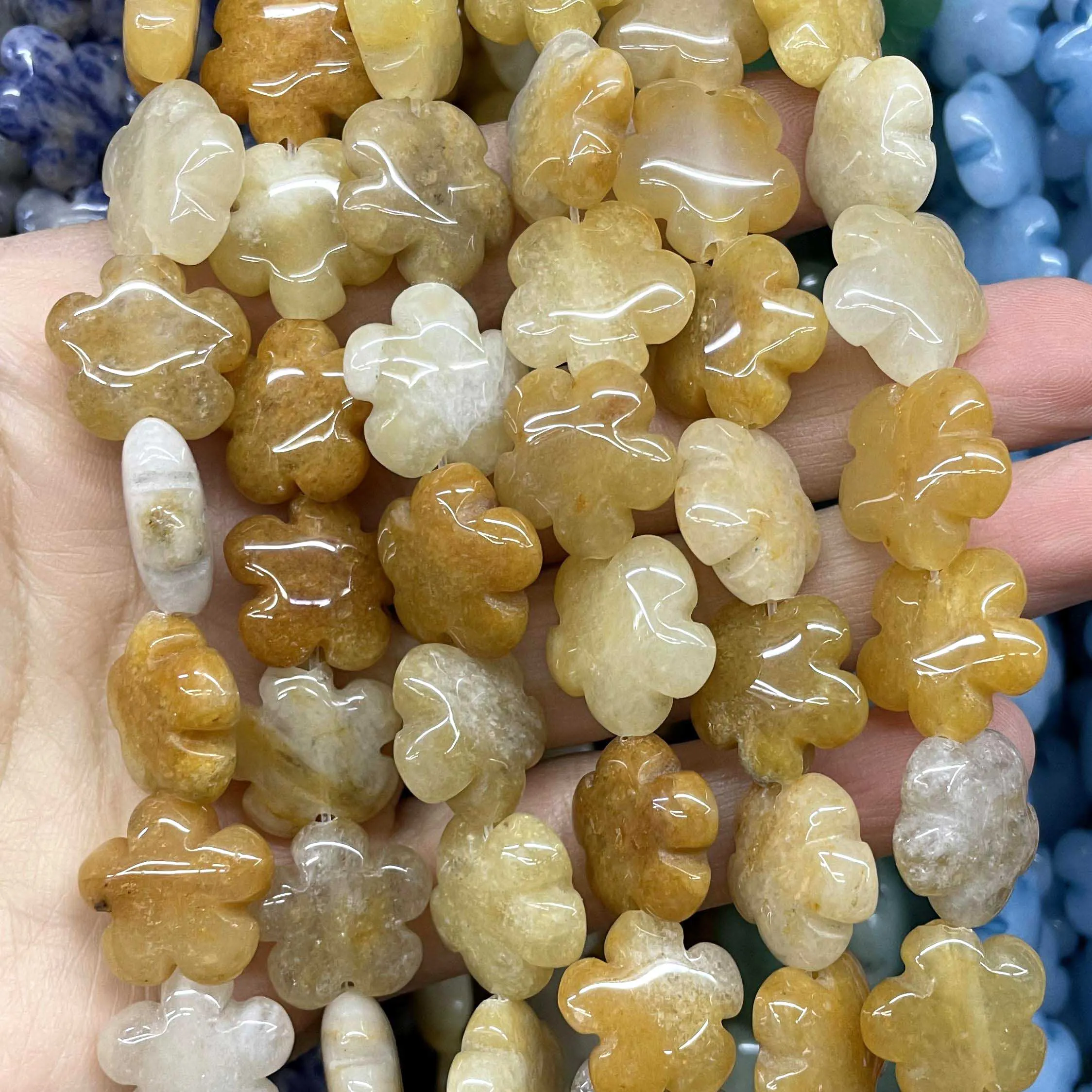 Natural Stone Plum Blossom Shape Agates Turquoises Quartz Spacer Beads For Jewelry Making Diy Bracelet Necklace 16MM 20MM