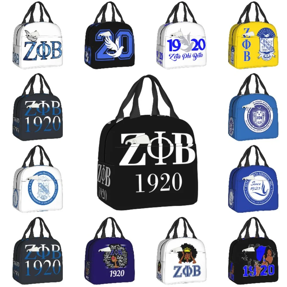 

Zeta Phi Beta Insulated Lunch Bags for Work School Resuable Thermal Cooler Food Lunch Box Women Kids Picnic Tote Bags