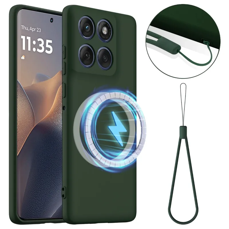 حافظة سيليكون سائل غير لامع لهاتف موتورولا إيدج 70 edge70 مغناطيسية لغطاء ممتص الصدمات للشحن اللاسلكي Magsafe لهاتف موتو X70 Air #1