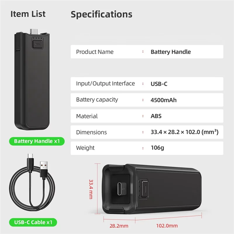 PHILE-4500Mah مقبض البطارية المحمولة ل DJI Osmo Pocket 3 يده قوة البنك ل Osmo Pocket 3 ملحقات شاحن الكاميرا