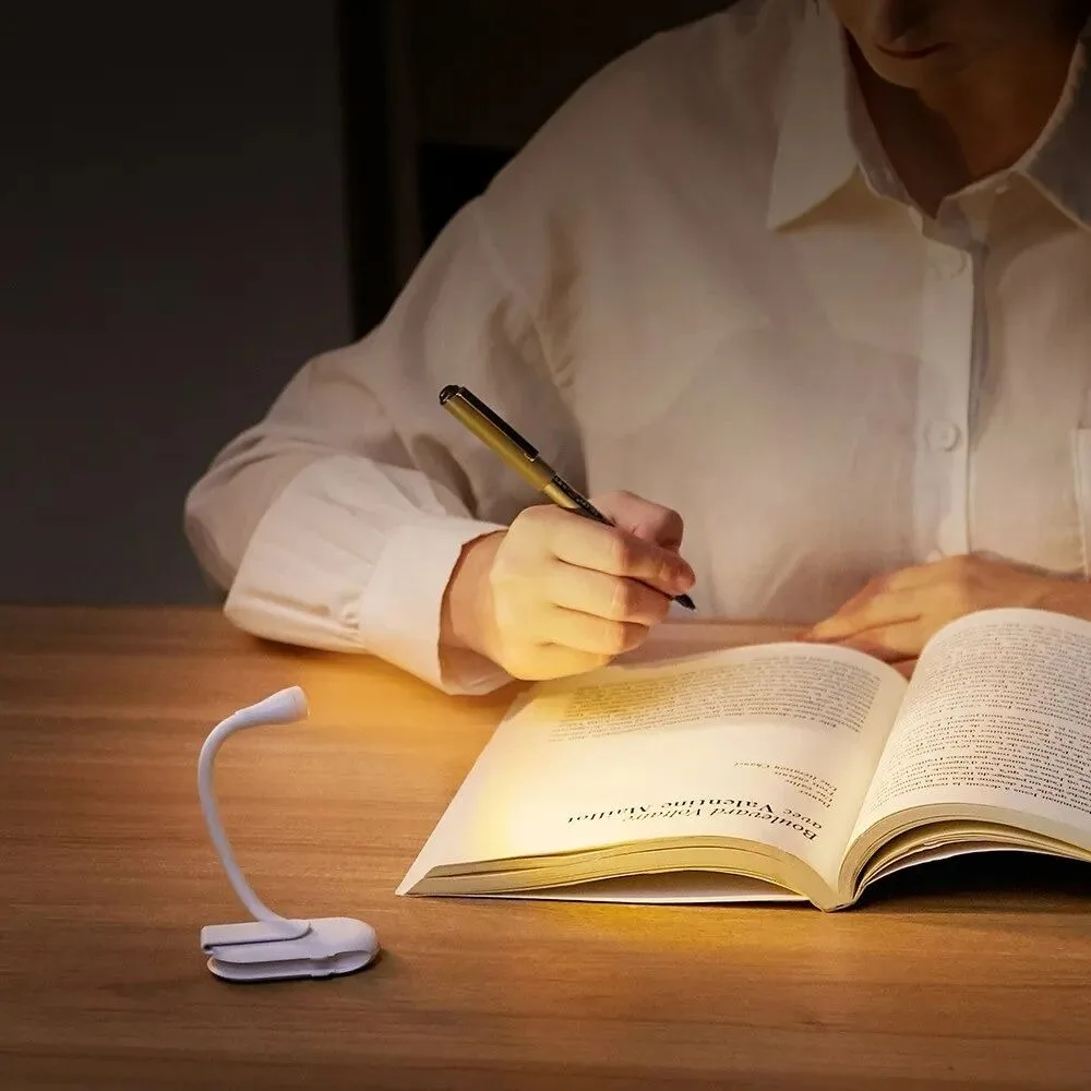 

Dimmable Mini LED Night Light 3-color Stepless USB Rechargeable Clip-On Study Desk Lamp Plastic Eye Protection Reading Light