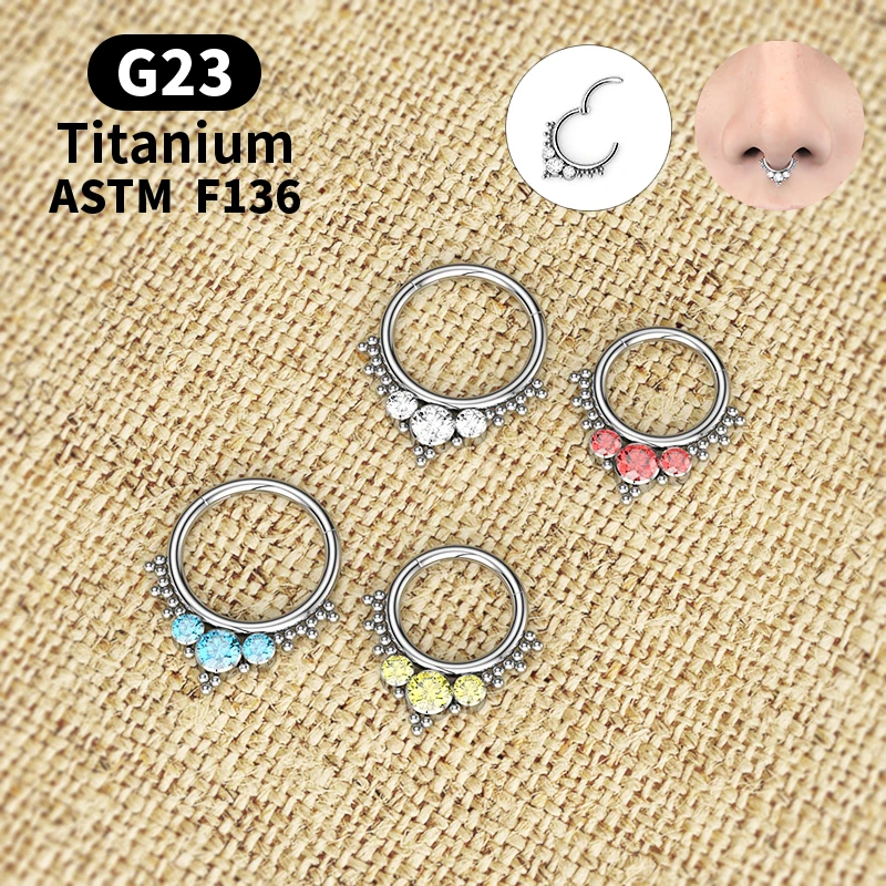 Luxury Sapphire Nose Ring G23 F136 Titanium Nose Ring Nipple Ring Body Piercing Set 3A Zircon Fashion Lady Body Decoration