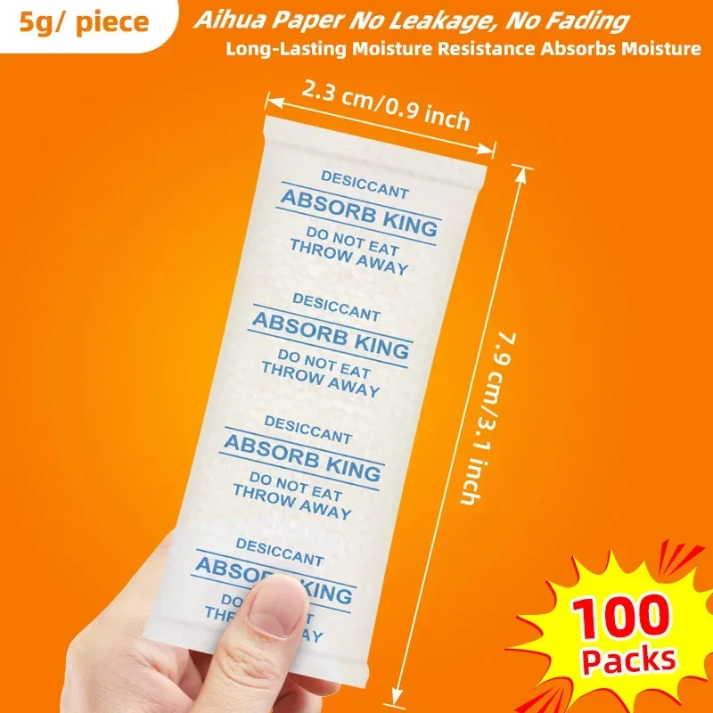 100Packs 5g Silica Gel Desiccant Moisture Absorber Food Grade Anti Humidity Desiccant Agent Silica Gel Desiccant Dehumidifier