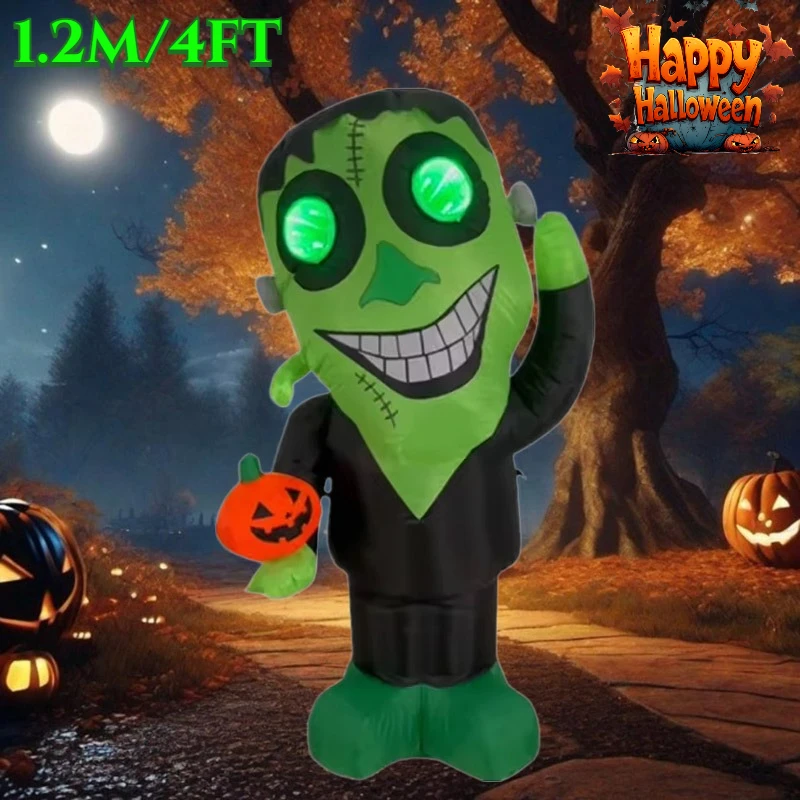 

1.2M/4FT Halloween Inflatable Toys Green Headed Ghosts Built-in LED Light Decortions Courtyard Yard Home Halloween Outdoor Decor