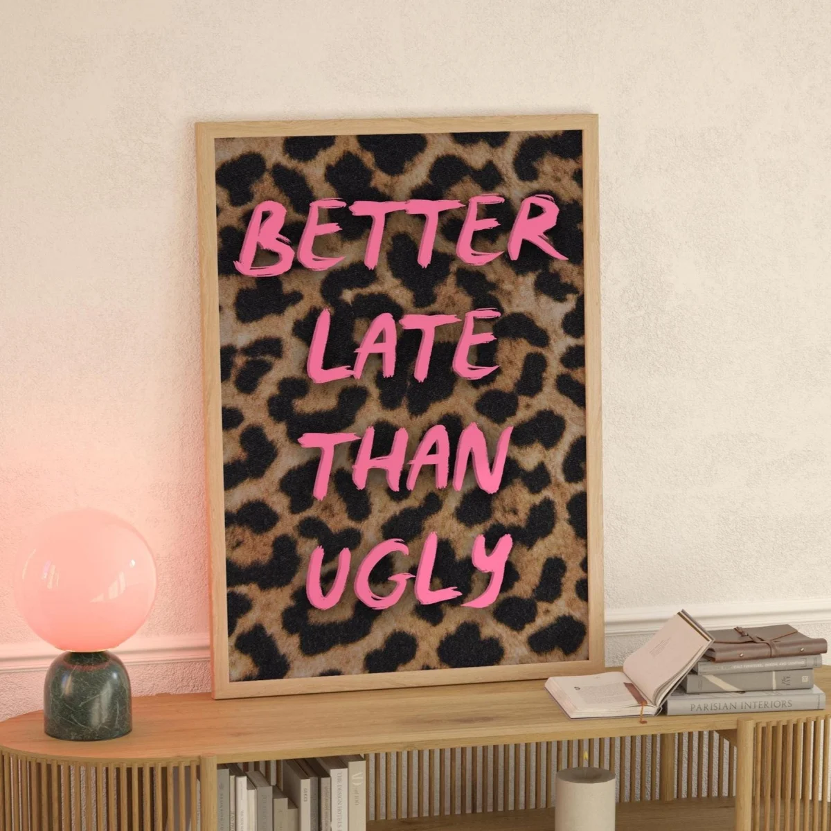 Vintage Pink Cheetah Canvas Print Poster Retro Retro Minimalism Quote Art Prints Living Room Bedroom Wall Art Home Decor Poster