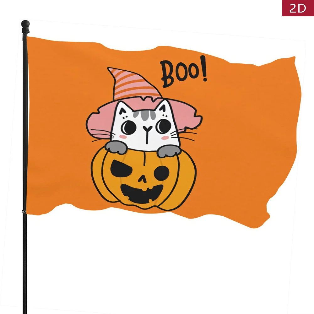 Linda bandera de Halloween de 3x5 pies, bandera de mano de gato y calabaza de Halloween para decoración festiva, mejora tu Halloween