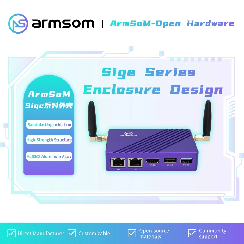 

Metal case compatible with ArmSoM-Sige7/5/3/1 Rockchip development boards