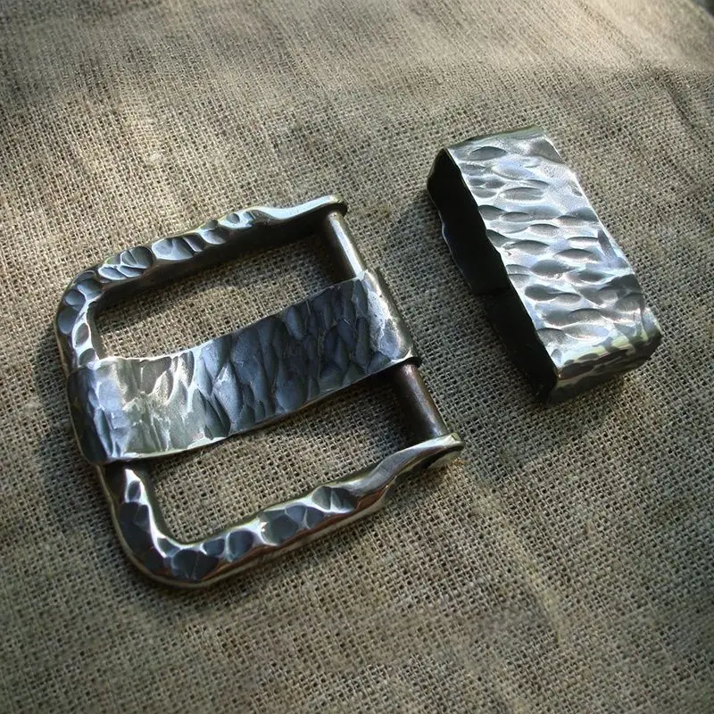Hand-forged stainless steel waist buckle, traditional craft beating belt buckle, personalized leather bag elastic buckle