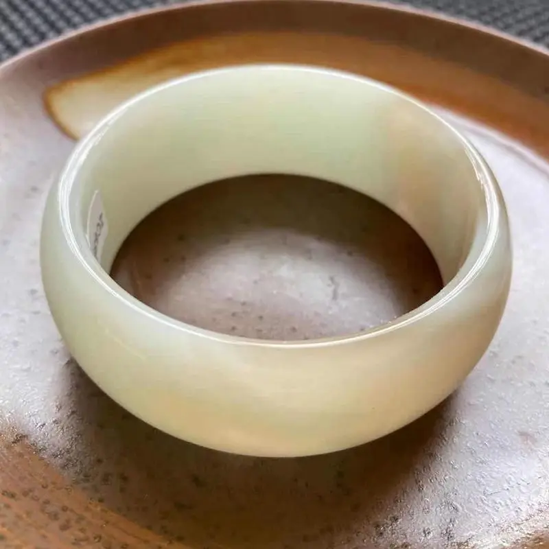 Sugar Qiemo White Jade Widened Thickened Bracelet High Quality Bangle Fashion Jewelry Accessories