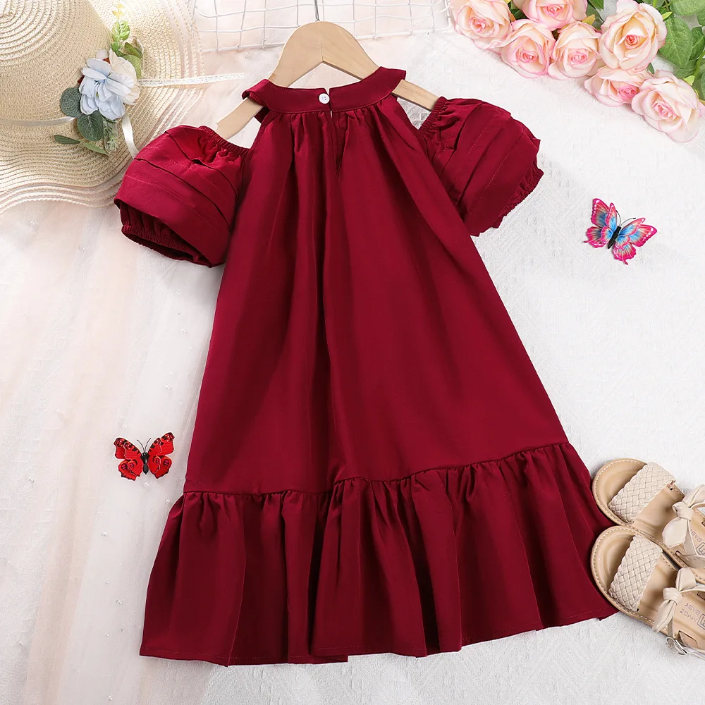 New Clothes Girls 4-7old Summer polyester new girl dress solid princess 104-122 children kids clothing baby fashion students image 6