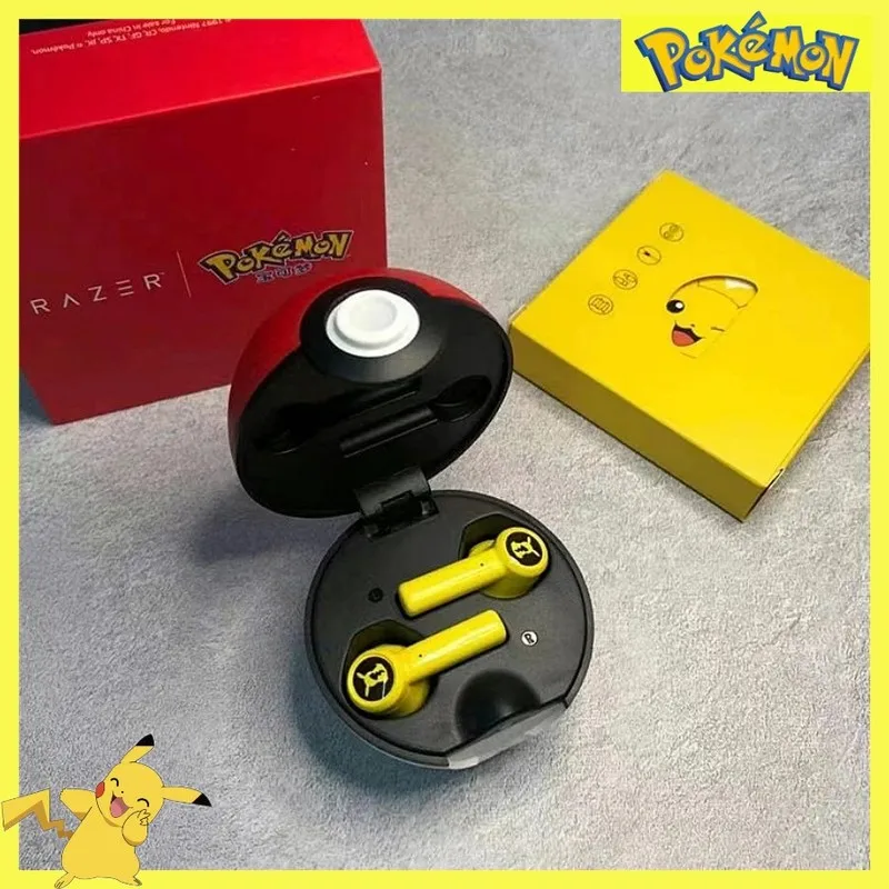 بلوتوث 5.0 بيكاتشو بوكيمون رازر سماعات لاسلكية الرياضة الحد من الضوضاء سماعات التحكم باللمس ميكروفون هدية عالمية