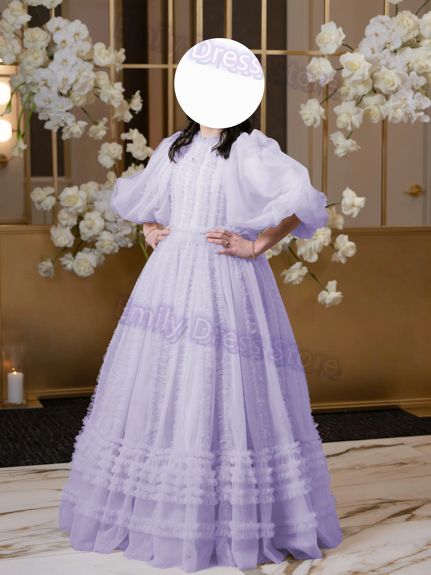 맞춤형 연핑크 꽃 소녀 드레스 웨딩용 레이어드 럭셔리 퍼피 튤 프린세스 키즈 생일 첫 성찬식 볼 가운