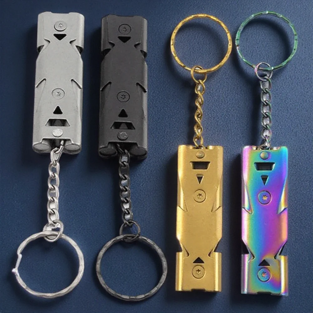 

Брелок из сплава нержавеющей стали с высоким децибелом, свисток, мини-инструмент экстренной помощи для выживания на открытом воздухе и спасения в полевых условиях