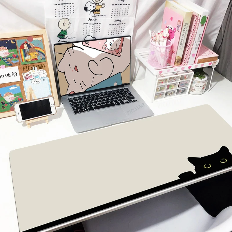 cute cat Lock Edge Mouse Mats Large Natural Rubber Mouse Pad Waterproof Mousepads Gamer Mousepad Desk Pads 40x90cm Keyboard Mat