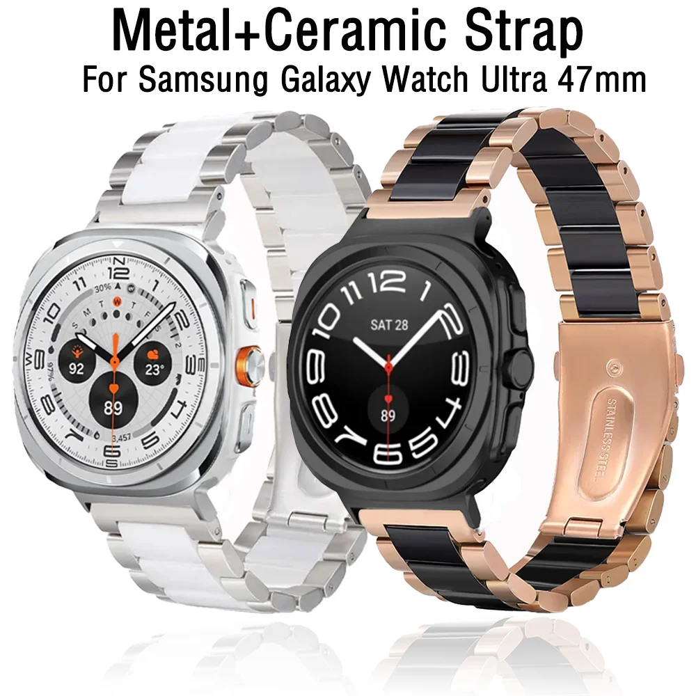 Metal+Ceramic Strap for Samsung Galaxy Watch Ultra 2025 47mm Breathable Bracelet Wristband Samsung Galaxy Watch Ultra 47mm band
