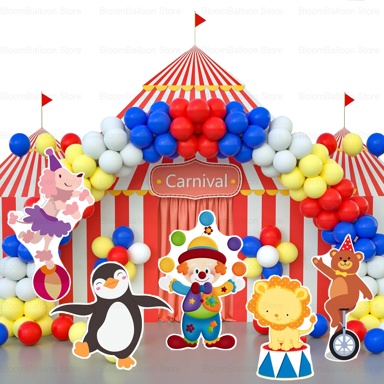 18/36inch Circus Troup Kt Board Clown Penguin Monkey Tiger Cutout Bear Backdrops for Kids Birthday Party Baby Shower Decoration