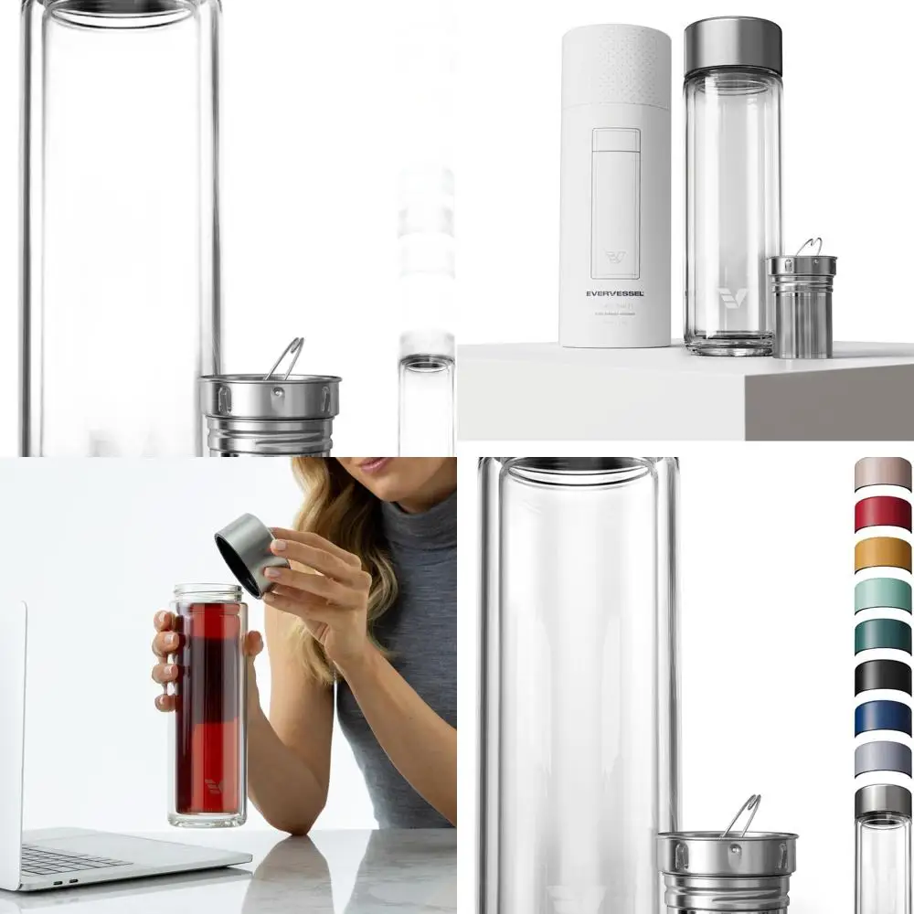 

Стеклянная колба для заварки чая с двойными стенками на 14 унций — без пластикового контакта, идеально подходит для офиса и домашнего использования