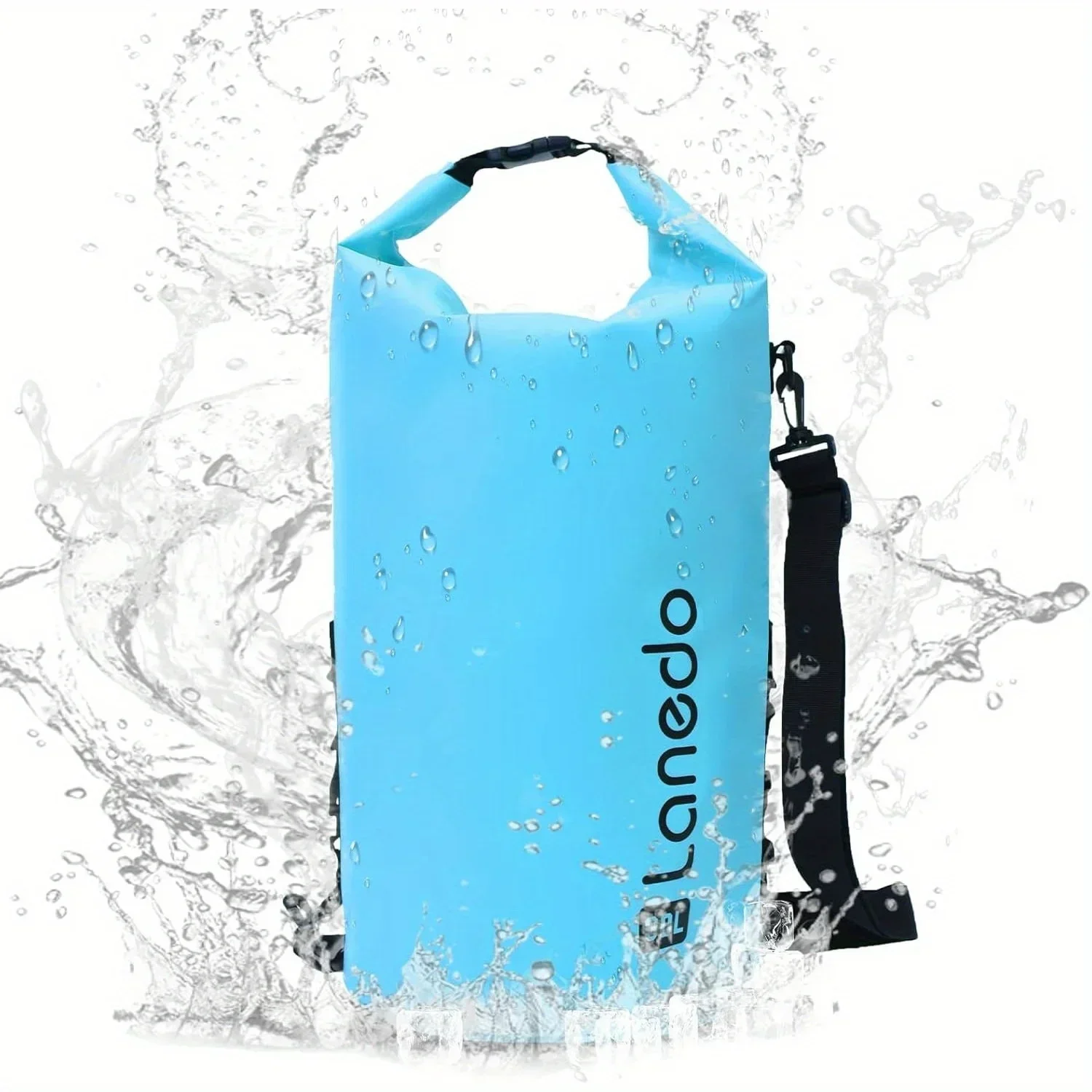 

Waterproof men's and women's sports bag blue 30L, lightweight rolled top travel, camping, skiing large capacity bucket bag