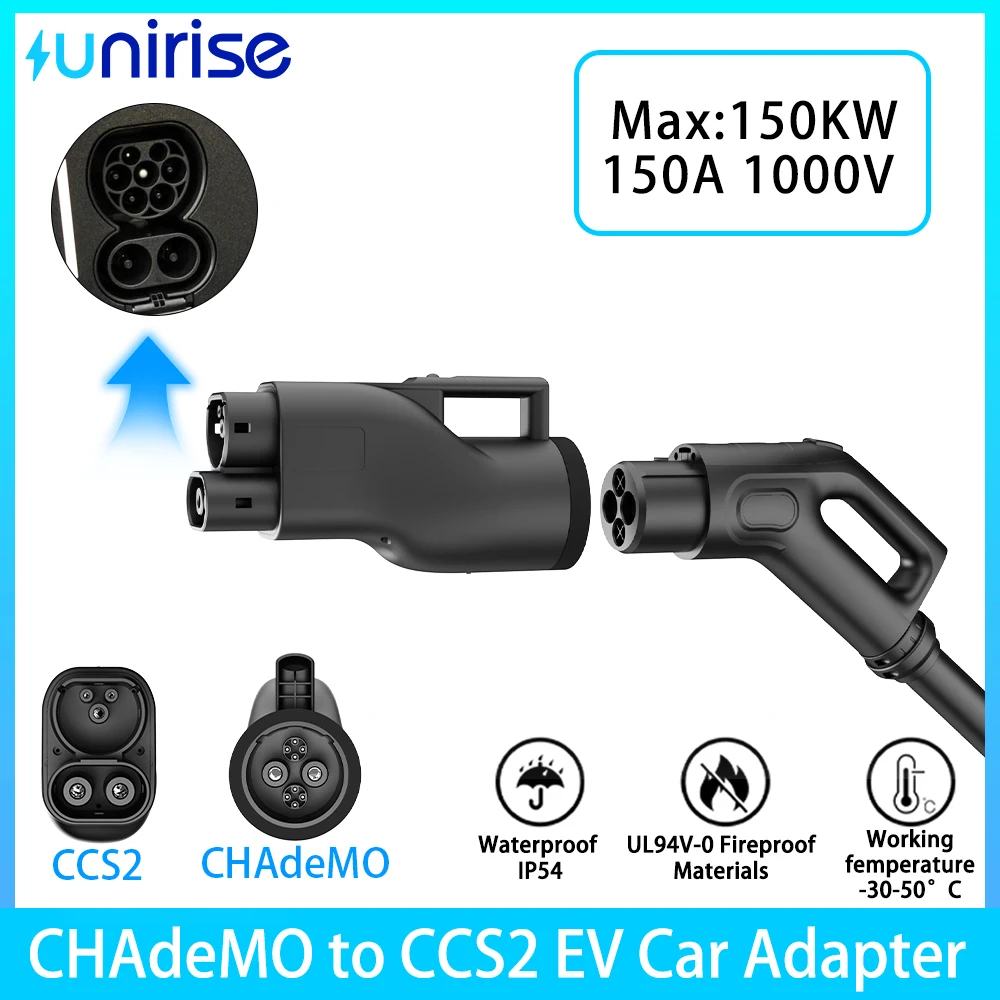 Unirise 150A 1000V CHAdeMO to CCS2 EV Adapter Converter For CHAdeMO Charger gun to CCS2 Electric Car Charging Adaptor Connector