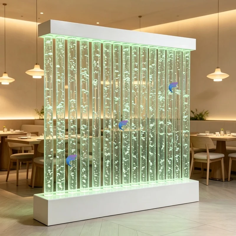 custom.Curved Column Divider Flowing Screen with RGB Light, Indoor Bubble Wall Lounge, Resort & Private Vi